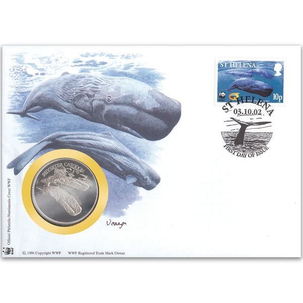 2002 St Helena - Sperm Whale WWF Medal Cover