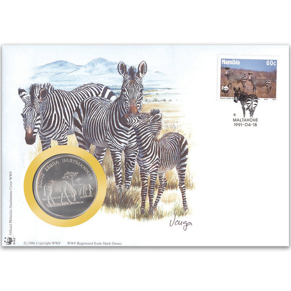 1991 Namibia - Mountain Zebra WWF Medal Cover