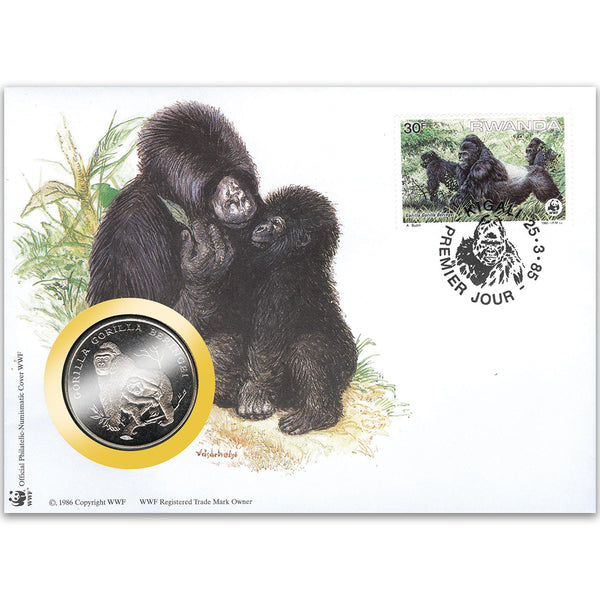 1985 Rwanda - Mountain Gorilla WWF Medal Cover