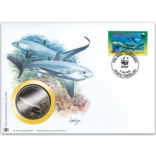 2002 Tokelau - Pelagic Thresher Shark WWF Medal Cover
