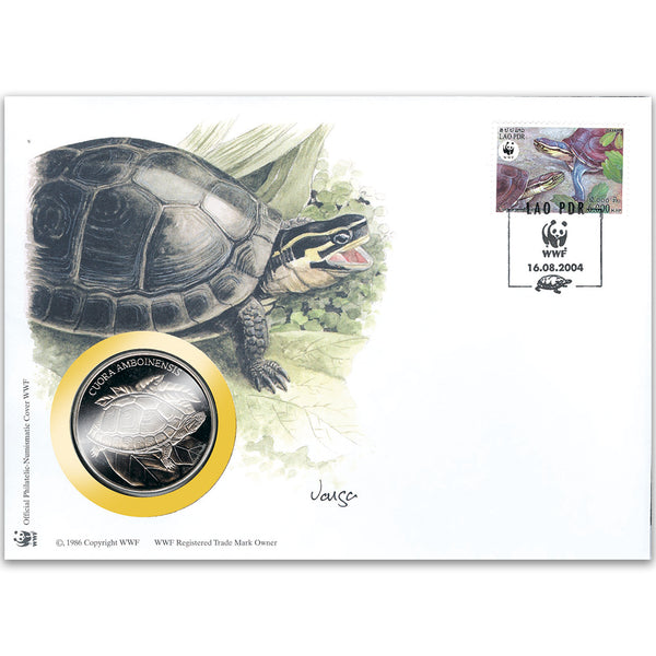 2004 Laos - Malayan Box Turtle WWF Medal Cover
