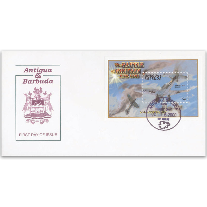 First Day Cover - Battle of Britain 60th Anniversary 2000 - Miniature Sheet - Antigua & Barbuda