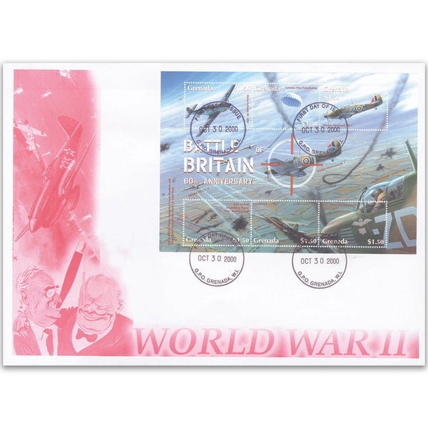 2000 Grenada Battle Of Britain 60th First Day Cover - 6v Sheetlet