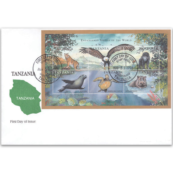 1998 Stamp Covers Tanzania - Endangered Species
