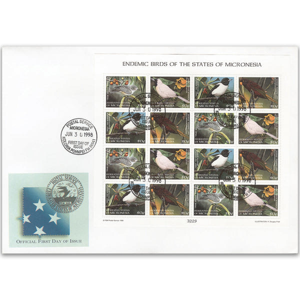 1996 Stamp Cover Micronesia Endemic Birds